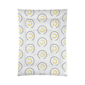 Modern Comforter Abstract Circle Grey Yellow Design by Dipaliz - 68’’ × 92’’ - Quilts & Comforters