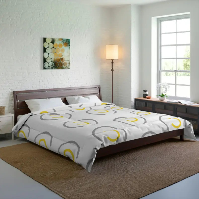 Modern Bedroom Refresh: Chic Abstract Yellow Comforter - Home Decor