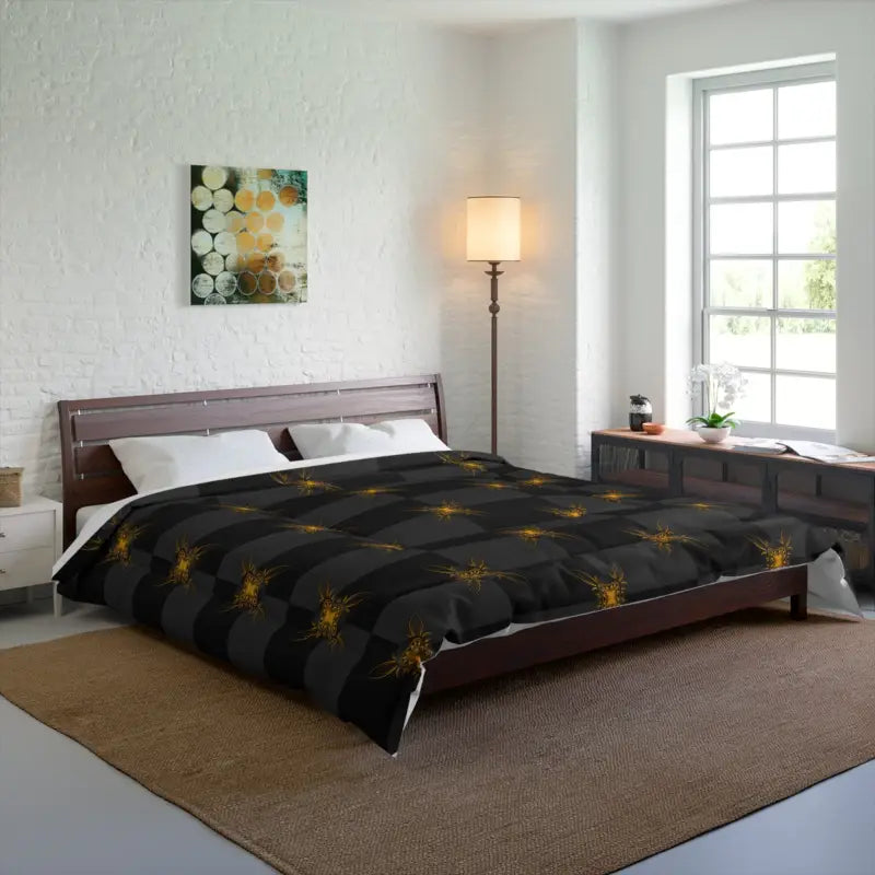 Transform your Bedroom with Unique Gold Pattern Comforter - Home Decor