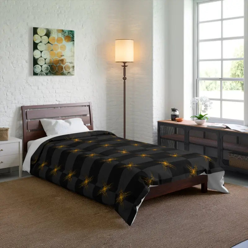 Transform your Bedroom with Unique Gold Pattern Comforter - Home Decor