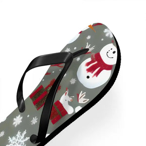 Christmas Snowman Unisex Flip Flops - Festive Holiday Comfort - Dipaliz - Slippers