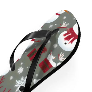 Christmas Snowman Unisex Flip Flops - Festive Holiday Comfort - Dipaliz - Slippers