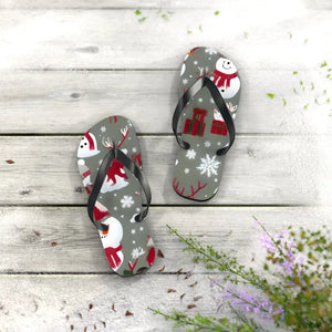 Christmas Snowman Unisex Flip Flops - Festive Holiday Comfort - Dipaliz - Slippers