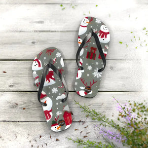 Christmas Snowman Unisex Flip Flops - Festive Holiday Comfort - Dipaliz - Slippers