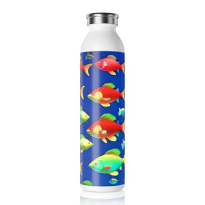 Slim Water Bottle Colorful Fishes Swimming Design - Dipaliz - 20oz / White - Bottles