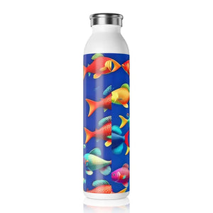 Slim Water Bottle Colorful Fishes Swimming Design - Dipaliz - 20oz / White - Bottles