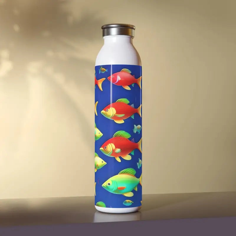 Dive Into Style with our Colorful Fishes Slim Water Bottle - 20oz / White Mug