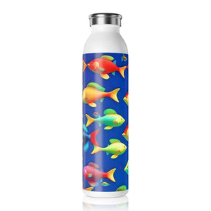 Slim Water Bottle Colorful Fishes Swimming Design - Dipaliz - 20oz / White - Bottles