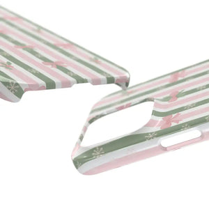 Slim Phone Case Sage Striped Bows Vintage Charm - Dipaliz - Mobile Cases