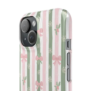 Slim Phone Case Sage Striped Bows Vintage Charm - Dipaliz - Mobile Cases