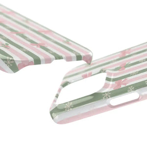Slim Phone Case Sage Striped Bows Vintage Charm - Dipaliz - Mobile Cases