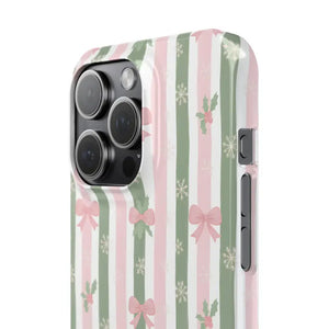 Slim Phone Case Sage Striped Bows Vintage Charm - Dipaliz - Mobile Cases