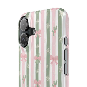 Slim Phone Case Sage Striped Bows Vintage Charm - Dipaliz - Mobile Cases