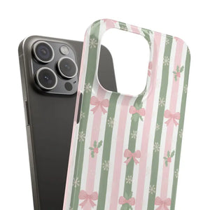 Slim Phone Case Sage Striped Bows Vintage Charm - Dipaliz - Mobile Cases