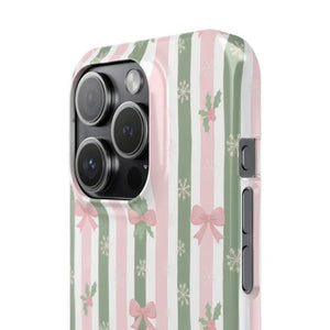 Slim Phone Case Sage Striped Bows Vintage Charm - Dipaliz - Mobile Cases
