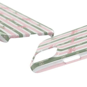 Slim Phone Case Sage Striped Bows Vintage Charm - Dipaliz - Mobile Cases
