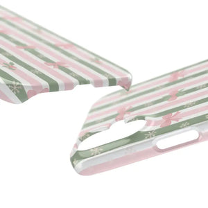 Slim Phone Case Sage Striped Bows Vintage Charm - Dipaliz - Mobile Cases
