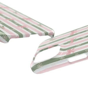 Slim Phone Case Sage Striped Bows Vintage Charm - Dipaliz - Mobile Cases