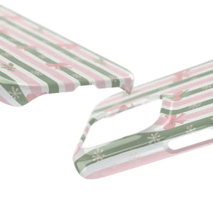 Slim Phone Case Sage Striped Bows Vintage Charm - Dipaliz - Mobile Cases