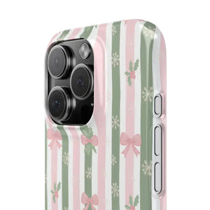 Slim Phone Case Sage Striped Bows Vintage Charm - Dipaliz - Mobile Cases