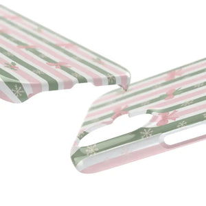 Slim Phone Case Sage Striped Bows Vintage Charm - Dipaliz - Mobile Cases