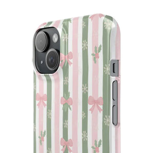 Slim Phone Case Sage Striped Bows Vintage Charm - Dipaliz - Mobile Cases