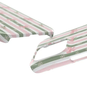 Slim Phone Case Sage Striped Bows Vintage Charm - Dipaliz - Mobile Cases
