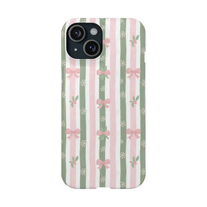Slim Phone Case Sage Striped Bows Vintage Charm - Dipaliz - Iphone 15 / Glossy / Without Gift Packaging - Mobile Cases