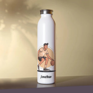 Slim Water Bottle, Personalized Basketball Player Stainless Steel (name: Jonathan) - 20oz / White - Mug