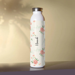 Personalized Vintage Floral Water Bottle - Stainless Steel - Dipaliz - Bottles