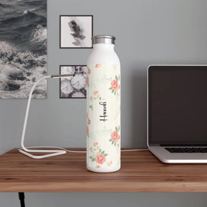 Personalized Vintage Floral Water Bottle - Stainless Steel - Dipaliz - Bottles