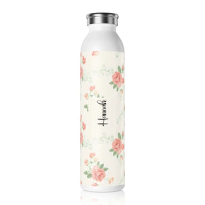 Personalized Vintage Floral Water Bottle - Stainless Steel - Dipaliz - Bottles