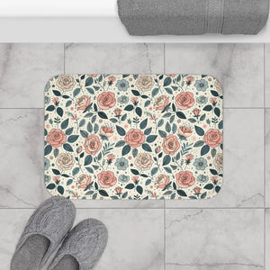 Rose Bath Mat - Elegant Pastel Anti-slip Backing - Dipaliz - Mats & Rugs