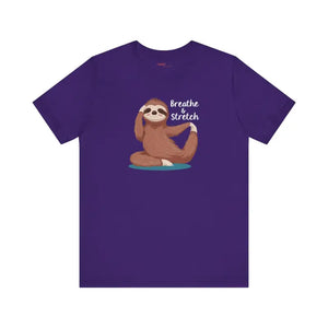 Sloth Doing Yoga Short Sleeve Tee - Breathe and Stretch - Dipaliz - Clothing Tops