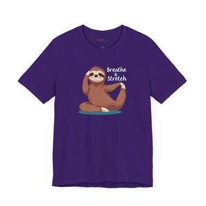 Sloth Doing Yoga Short Sleeve Tee - Breathe and Stretch - Dipaliz - Clothing Tops
