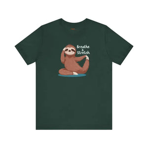 Sloth Doing Yoga Short Sleeve Tee - Breathe and Stretch - Dipaliz - Clothing Tops