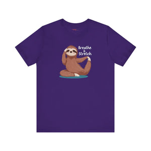 Soft Cotton Sloth Doing Yoga Short Sleeve Tee - Dipaliz - Clothing Tops