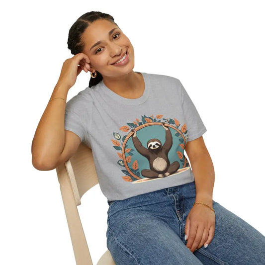 Chic Yoga Sloth Unisex Softstyle T-shirt - Ultimate Comfort Redefined - Sport Grey / s T-shirt