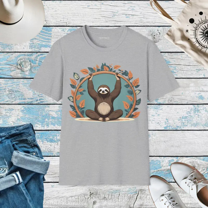 Chill with the Yoga Sloth Unisex Softstyle Tee - Sport Grey / s T-shirt