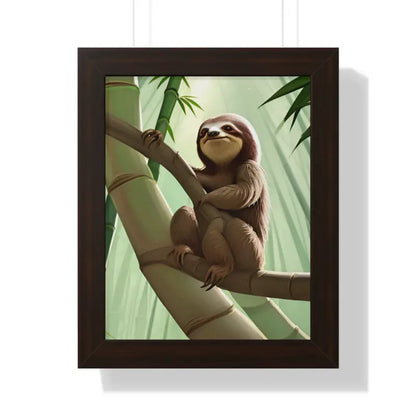 Transform your Space with a Sloth Tree Branch Framed Poster - 11’’ x 14’’ / Walnut