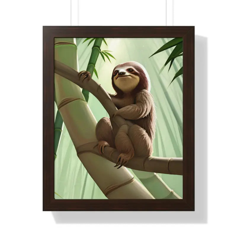 Transform your Space with a Sloth Tree Branch Framed Poster - 16″ x 20″ / Walnut