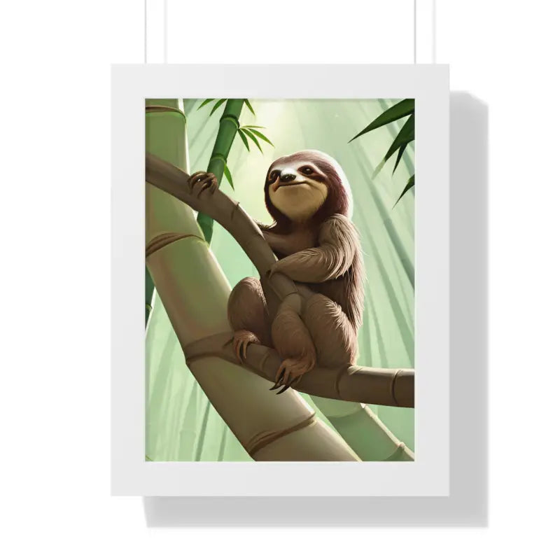 Transform your Space with a Sloth Tree Branch Framed Poster - 12″ x 16″ / White