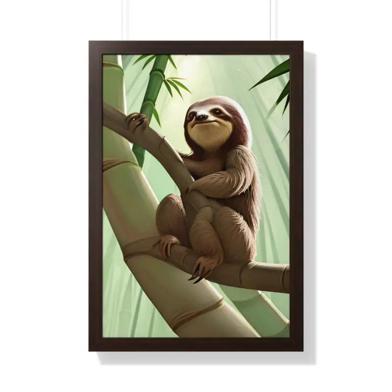 Transform your Space with a Sloth Tree Branch Framed Poster - 20’’ x 30’’ / Walnut