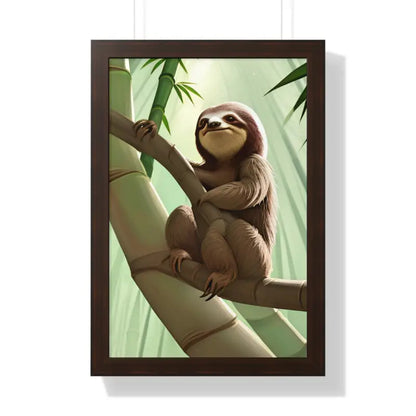 Transform your Space with a Sloth Tree Branch Framed Poster - 16″ x 24″ / Walnut