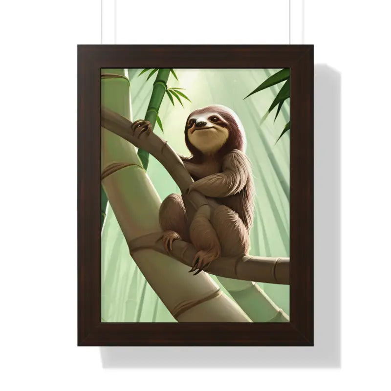 Transform your Space with a Sloth Tree Branch Framed Poster - 12″ x 16″ / Walnut