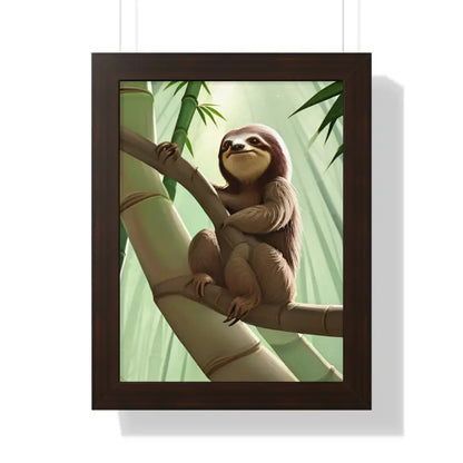 Transform your Space with a Sloth Tree Branch Framed Poster - 12″ x 16″ / Walnut