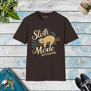 T-shirt - Sloth Mode Activated Ultimate Relaxation Tee - Dipaliz Dark Chocolate / s