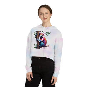 Chic Sloth Cropped Hoodie Tropical Plush Comfort - Dipaliz - Sweatshirts