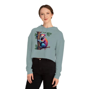 Chic Sloth Cropped Hoodie Tropical Plush Comfort - Dipaliz - Sweatshirts