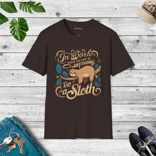 Chill in Style with the Sloth Unisex Soft T-shirt - Dark Chocolate / s T-shirt